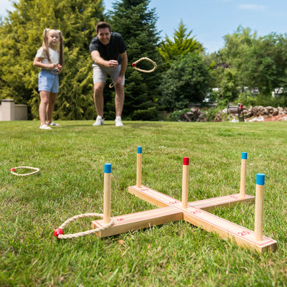 Grasshopper Games Classic Ring Toss Wood Game Set with Carrying Bag - Ages 3+