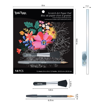 Scratch Art Paper Pad - Mystical with dual-tip stylus and brush tools