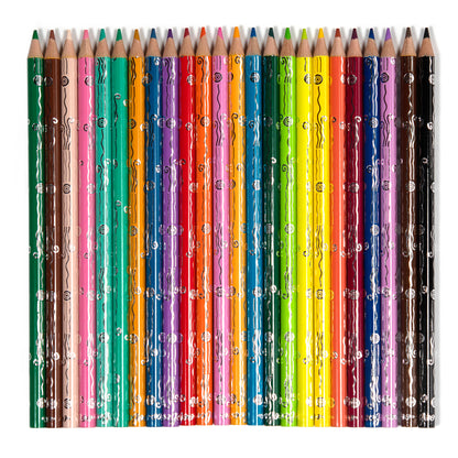 Watercolor Pencils: Tidepool - 24-piece set arranged in rows, showing sharpened tips in assorted colors including green, pink, blue, purple, orange, yellow, red