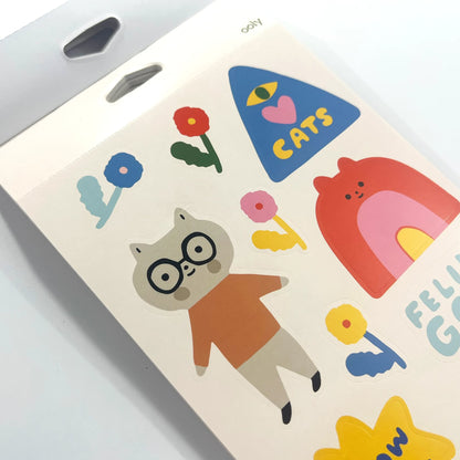 Stickiville Dress Up Cats sticker sheet with colorful cat and flower stickers