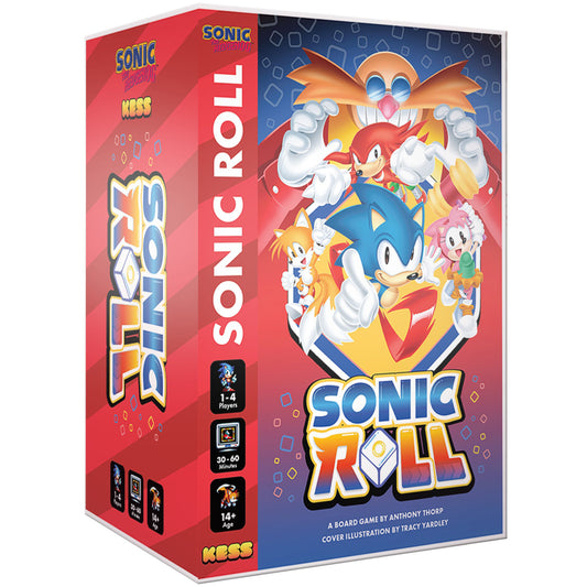 Sonic Roll Board Game box featuring Sonic and Dr. Robotnik characters, 1-4 players, dice-based cooperative gameplay