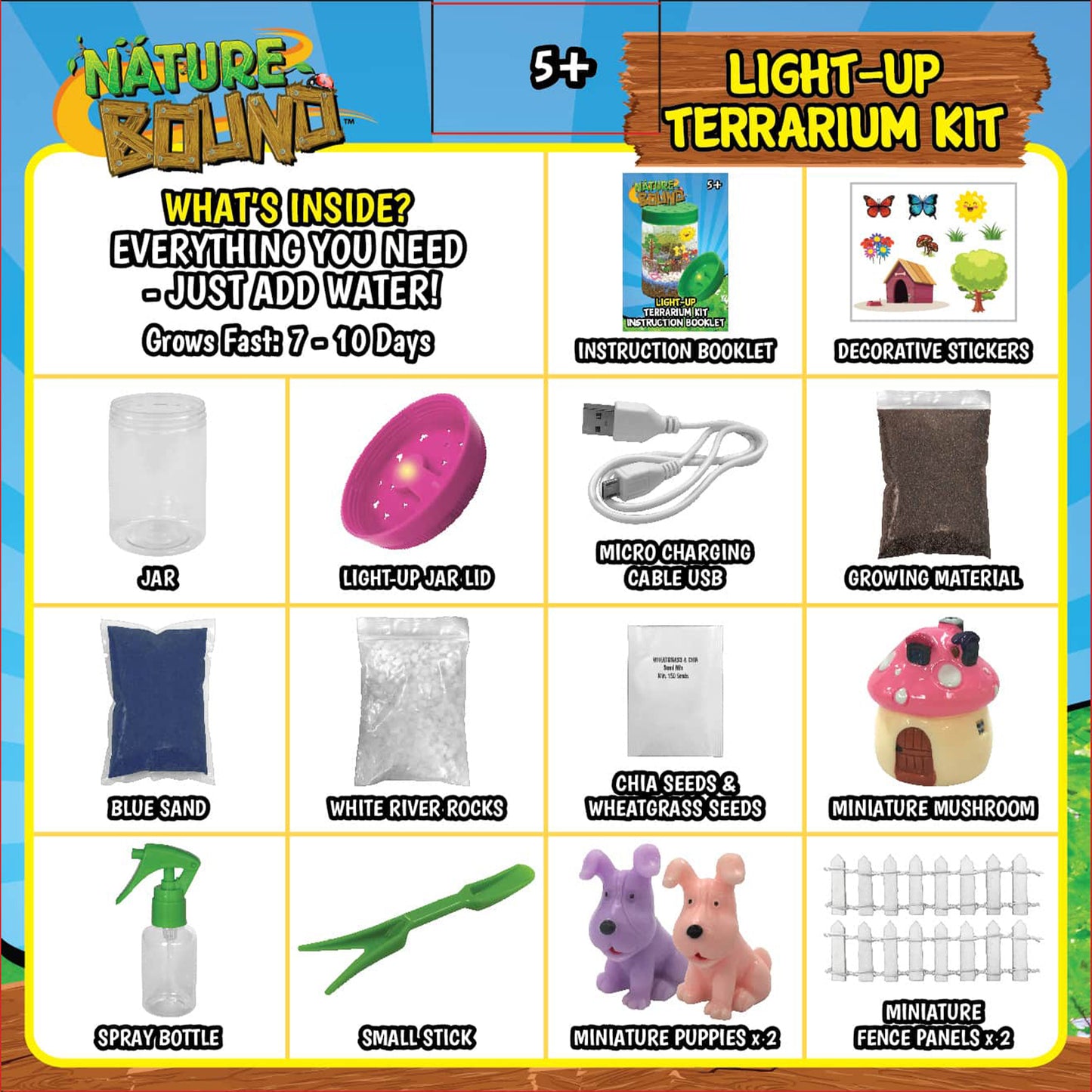 Nature Bound Light-Up Terrarium Kit – Pink Mini Garden Jar with LED for Kids 5+