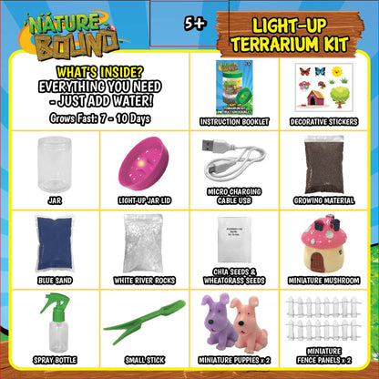 Nature Bound Light-Up Terrarium Kit – Pink Mini Garden Jar with LED for Kids 5+
