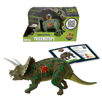 Dino Explorers AR Dinosaur XL & Brick Combo - 10" Triceratops Sound Figure