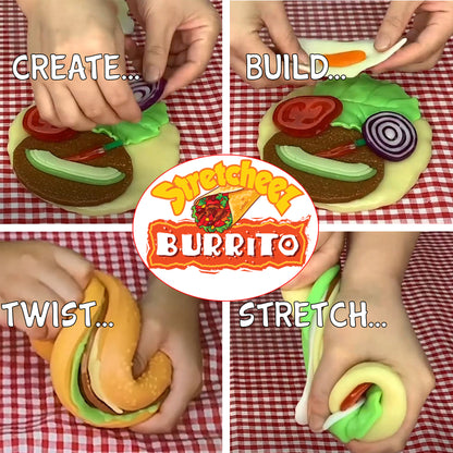 Stretcheez Burrito - Surprise Toppings Stretchy Toy Food Set, Roleplay Age 3+