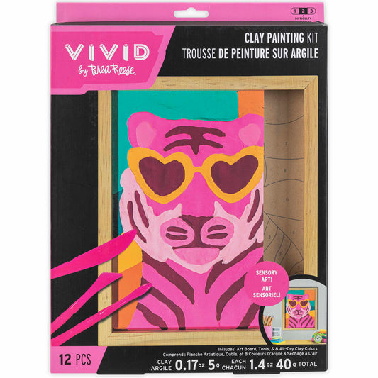 VIVID Clay Painting Kit Wild Tiger colorful sensory art set with wooden frame