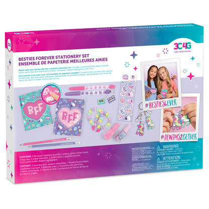 3C4G Besties Forever Stationery Set with flip sequin journals, charm pens, and colorful accessories