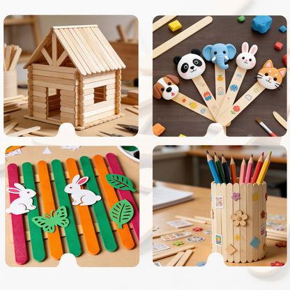 1000 ct bulk pack with natural wood sticks in various creative projects