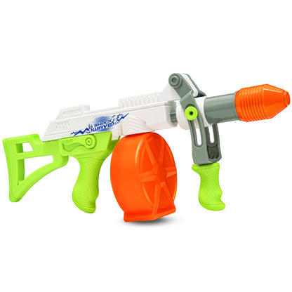 Water Blaster Shock Wave toy gun with neon green grip and orange water tank