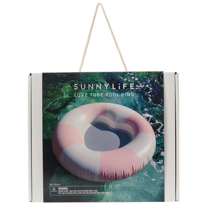 Sunnylife Luxe Tube Pool Ring - Stole My Heart Pink Stripe Inflatable Lounger
