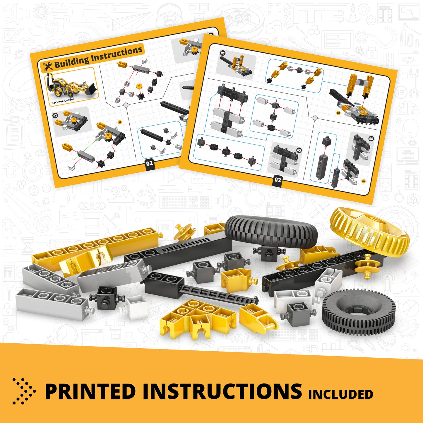 Engino Machinery Series 3-in-1 Backhoe Loader Creative Builder Set