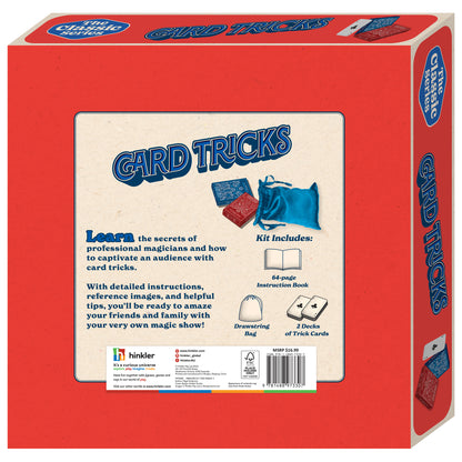 Hinkler Card Tricks Retro Box with instruction book, drawstring bag, and two decks of cards