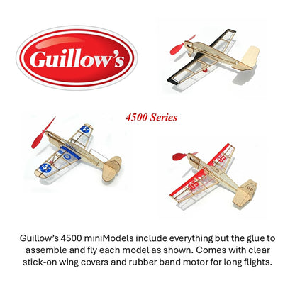 Guillow's 4500 Series Build-N-Fly Mini Model Kit V-Tail wooden airplane with rubber band motor