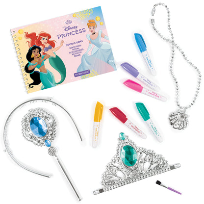 Disney Princess Doodle Gems activity set with coloring book, markers, tiara, necklace, and wand