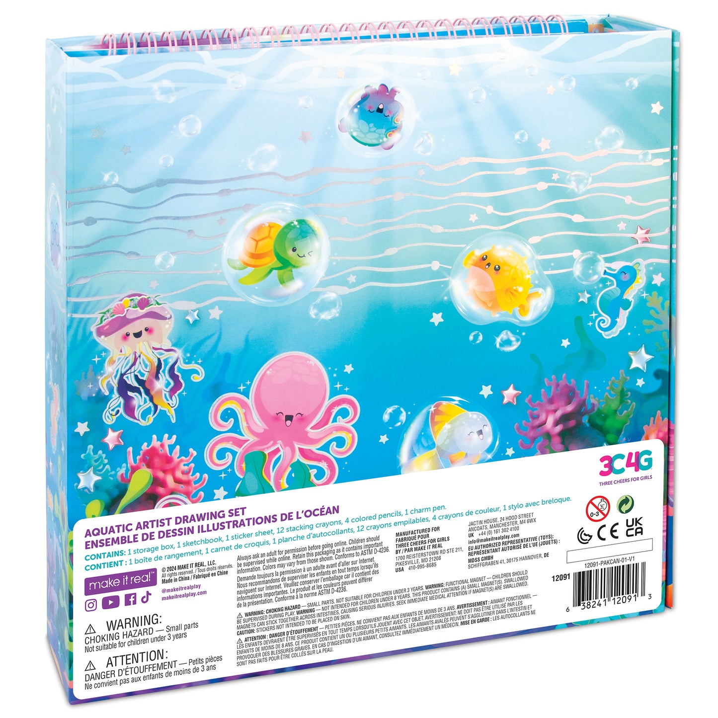 3C4G Aquatic Artist Drawing Set with ocean-themed illustrations and colorful sea creatures