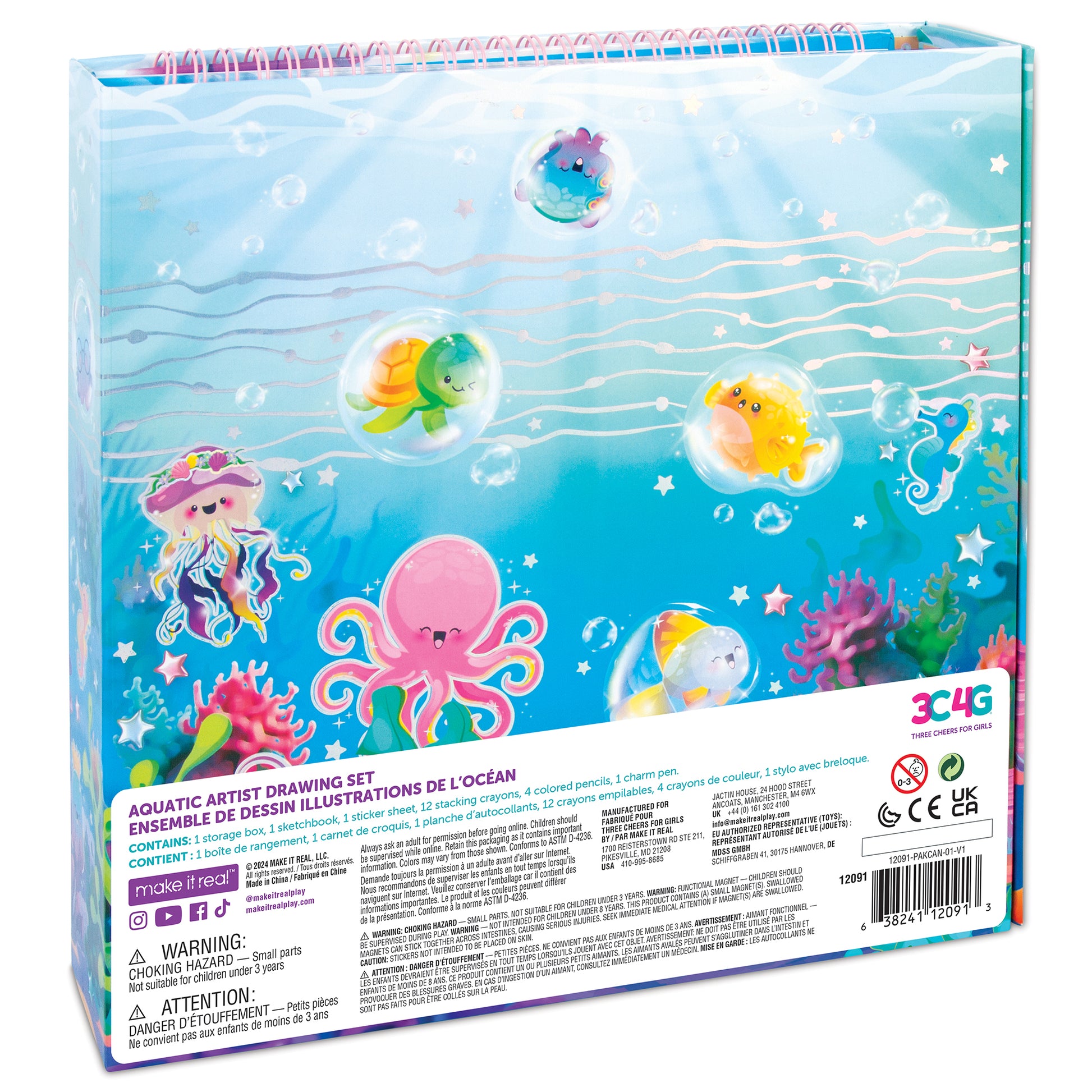 3C4G Aquatic Artist Drawing Set with ocean-themed illustrations and colorful sea creatures
