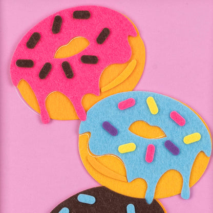 Felt Art Sweet Donuts craft toy with colorful pink and blue donut designs