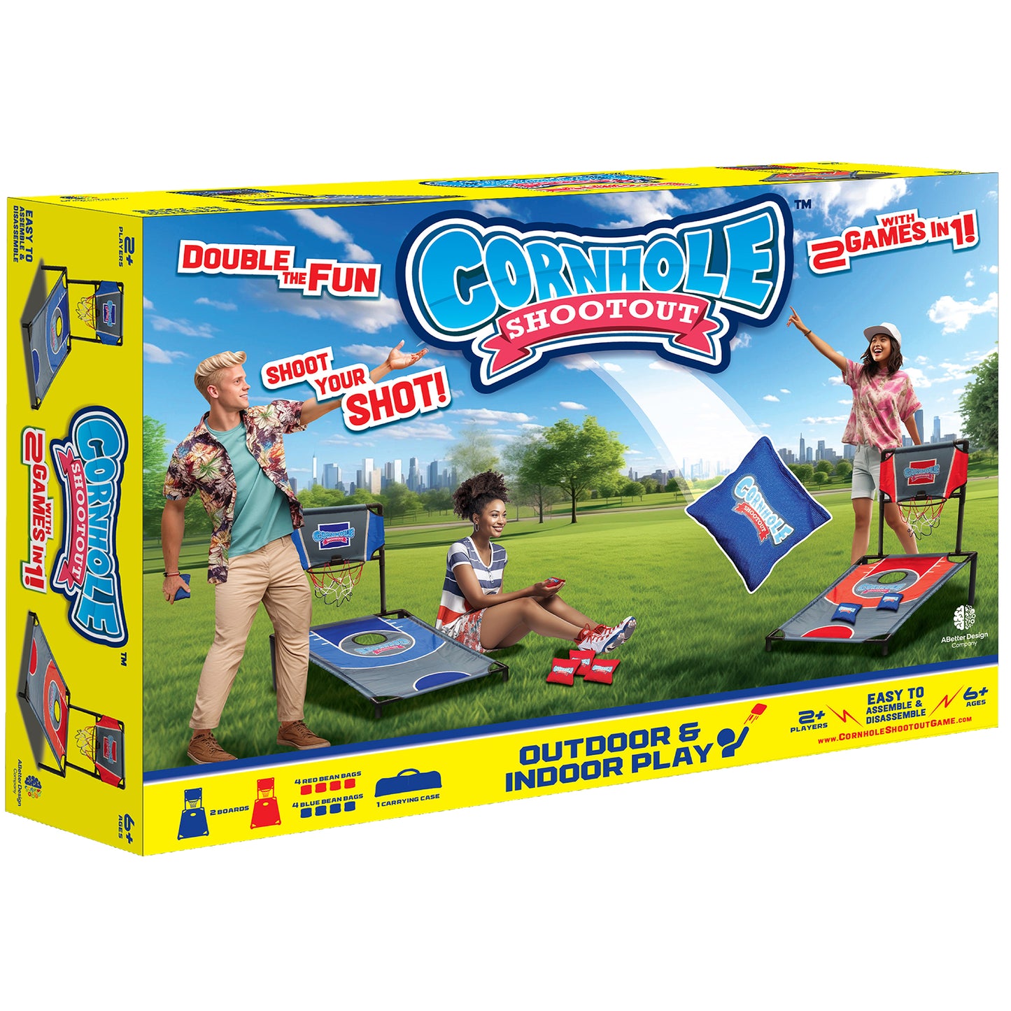 ABetter Design Cornhole Shootout: Basketball & Bean Bag Toss Combo, Ages 6+