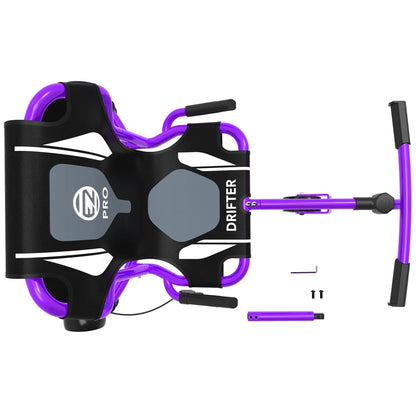 EzyRoller Drifter Pro X purple ride-on toy with steering bar and drifting wheels