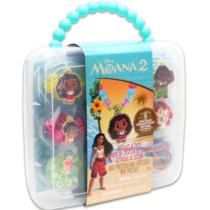 Moana 2 Necklace Activity Set with turquoise beaded handle, 160 pieces, colorful charms and beads