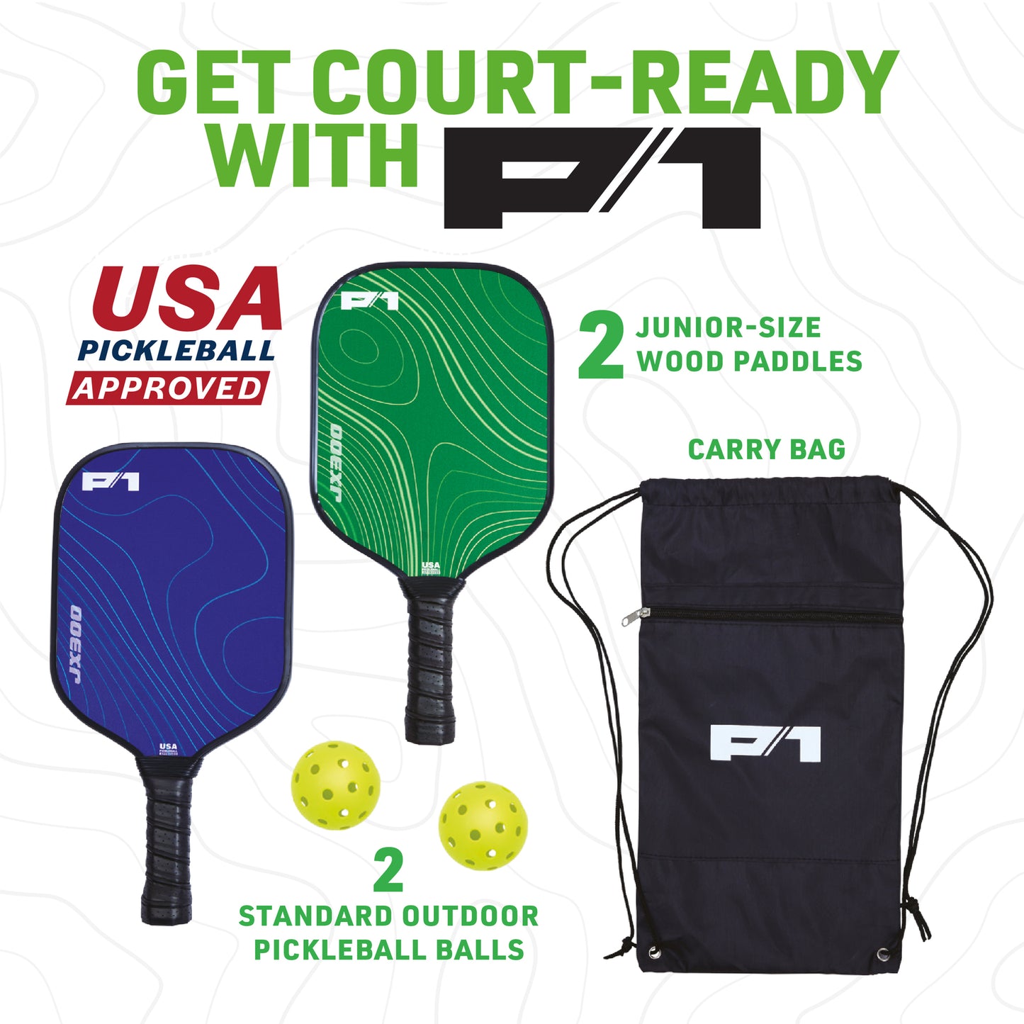 Do-U-Play Pickleball Starter Kit with 2 paddles, 2 balls, and carry bag