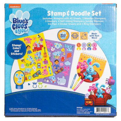 Blue's Clues Stamp & Doodle Set with notepad, wooden stampers, markers, and stickers