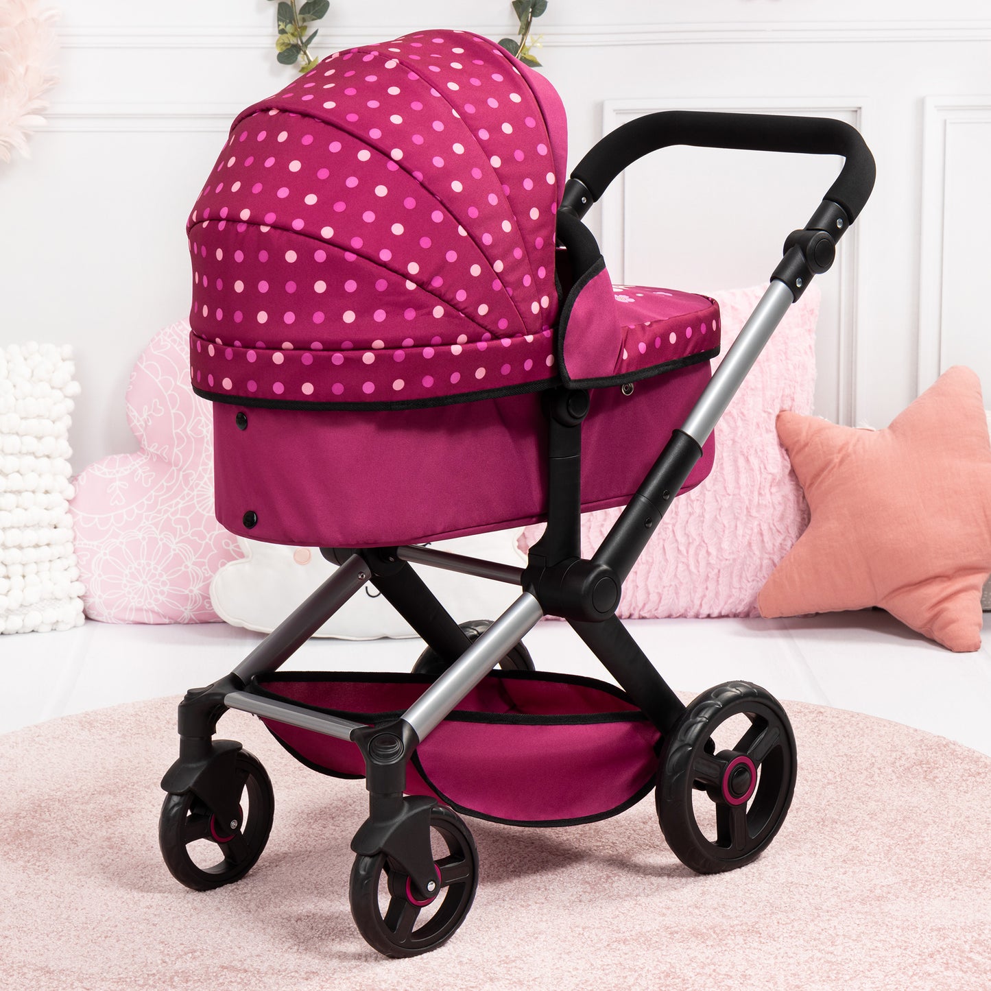Bayer Design Doll Pram Xeo - Convertible Pushchair & Stroller, Stars Design, for 18" Dolls