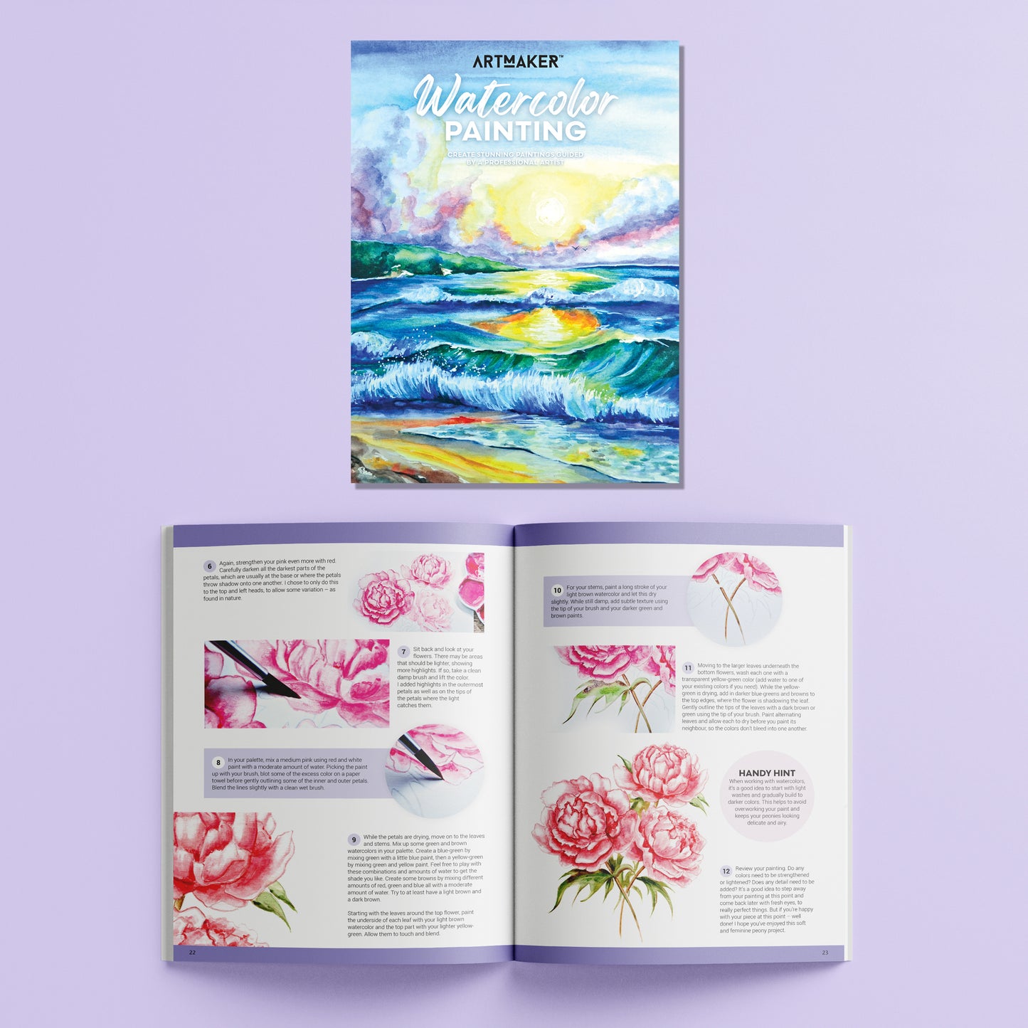 Art Maker Watercolor Painting book with ocean landscape cover and instructional pages