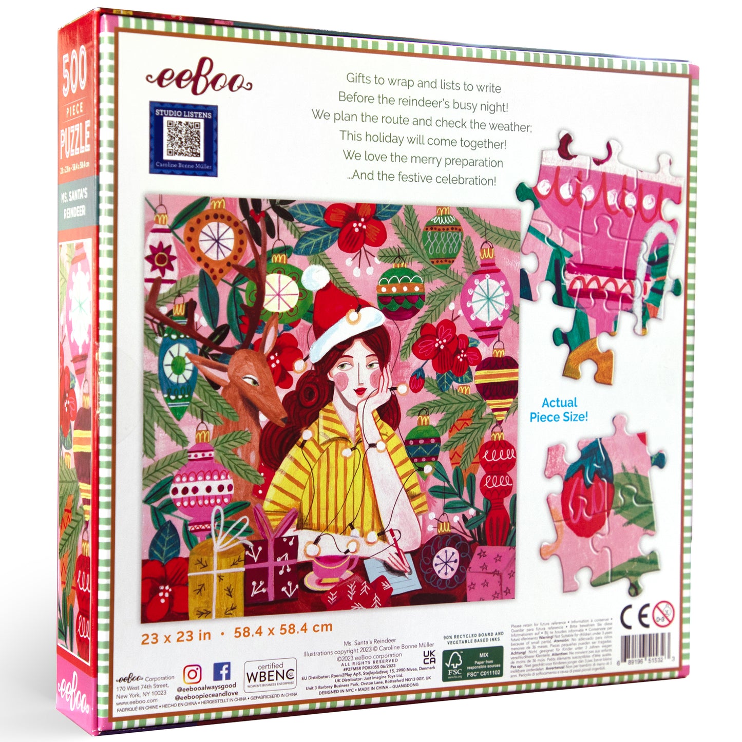 Piece&Love Ms. Santa's Reindeer Christmas Jigsaw Puzzle - 500 pc