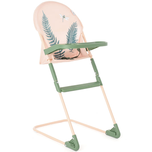 Roma RHS High Chair in Fern with fern leaf design, green and natural wood frame