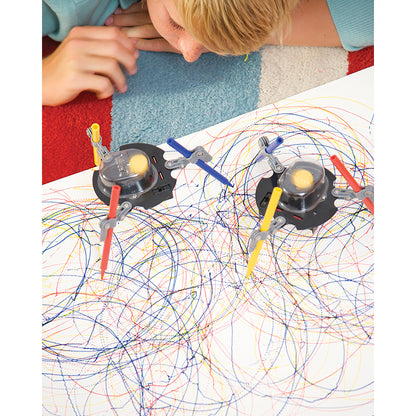 KidzRobotix Doodling Robot with colorful markers creating abstract art