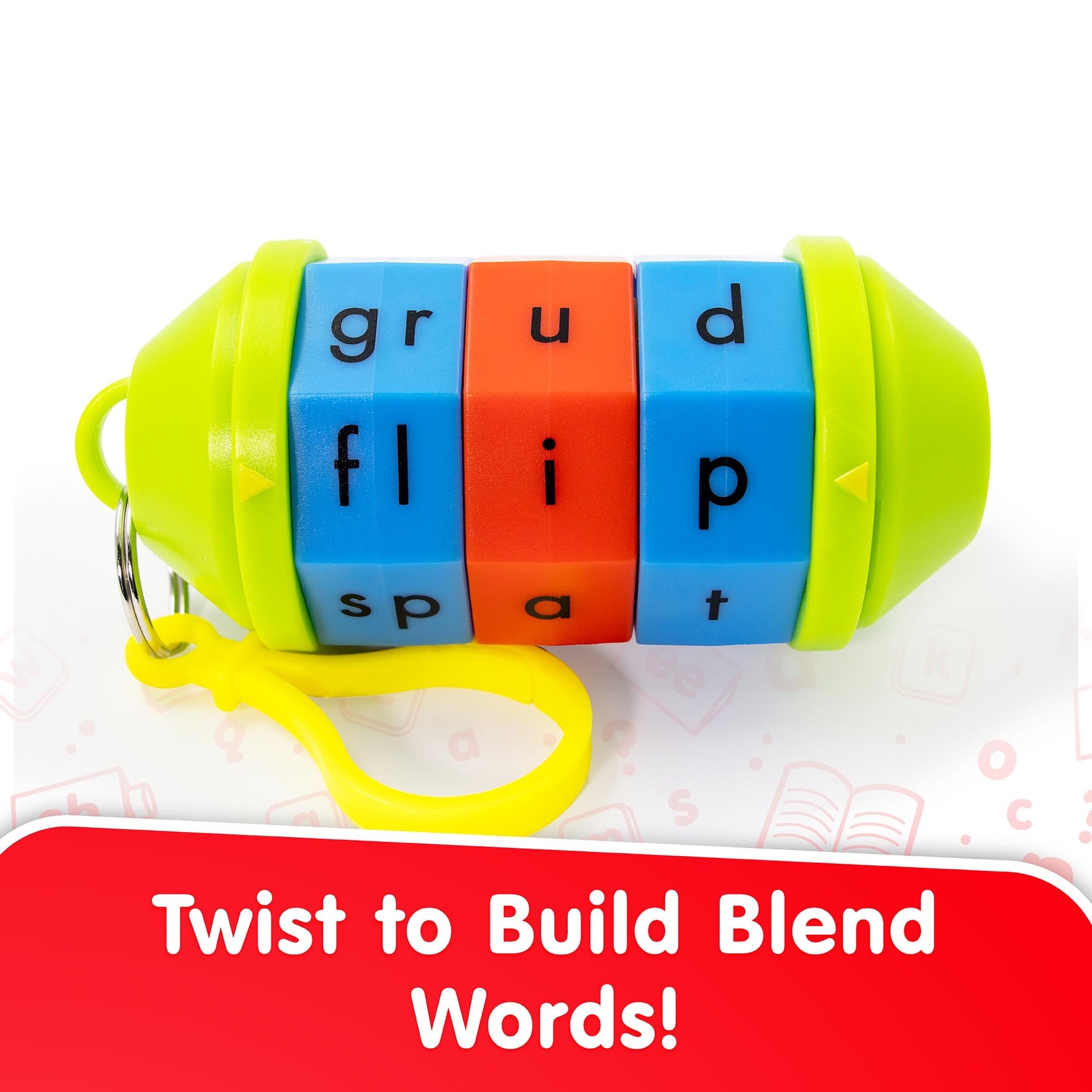 Junior Learning Word Tumbler with colorful blue, orange, and yellow rotating cylinders showing letter blends for buil...
