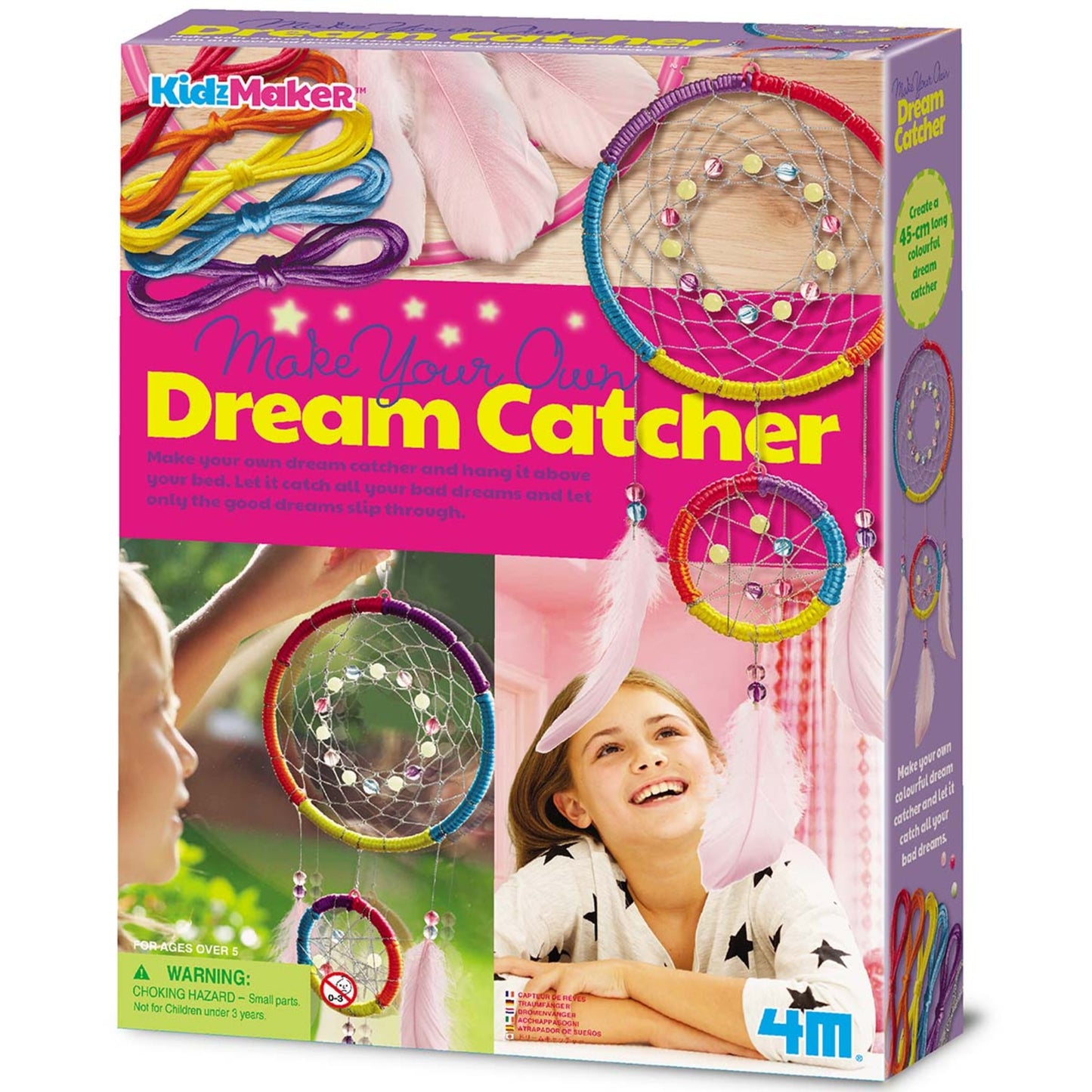 4M KidzMaker Make Your Own Dream Catcher DIY craft kit with colorful strings and beads