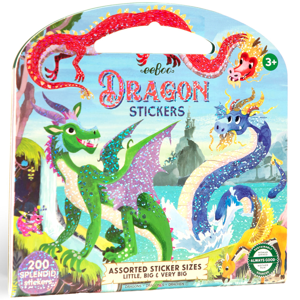 eeBoo Dragon Stickers book with 200+ colorful stickers in assorted sizes