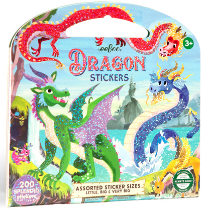 eeBoo Dragon Stickers book with 200+ colorful stickers in assorted sizes