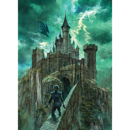 Fourth Wing Violet Crossing the Parapet 1000 Piece Puzzle - Castle Storm Scene
