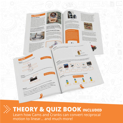 Engino Discovering STEM Mechanics: Cams & Cranks building set with theory and quiz book included
