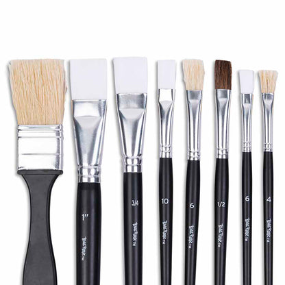 Brush Set Value Pack 25pc - assorted paint brushes with black handles and natural bristles