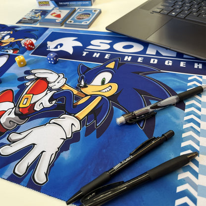 Sonic the Hedgehog neoprene playmat with non-slip base, blue design featuring Sonic and Knuckles characters