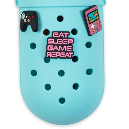 Charm Pencil Case Gaming Teal with controller and handheld game designs