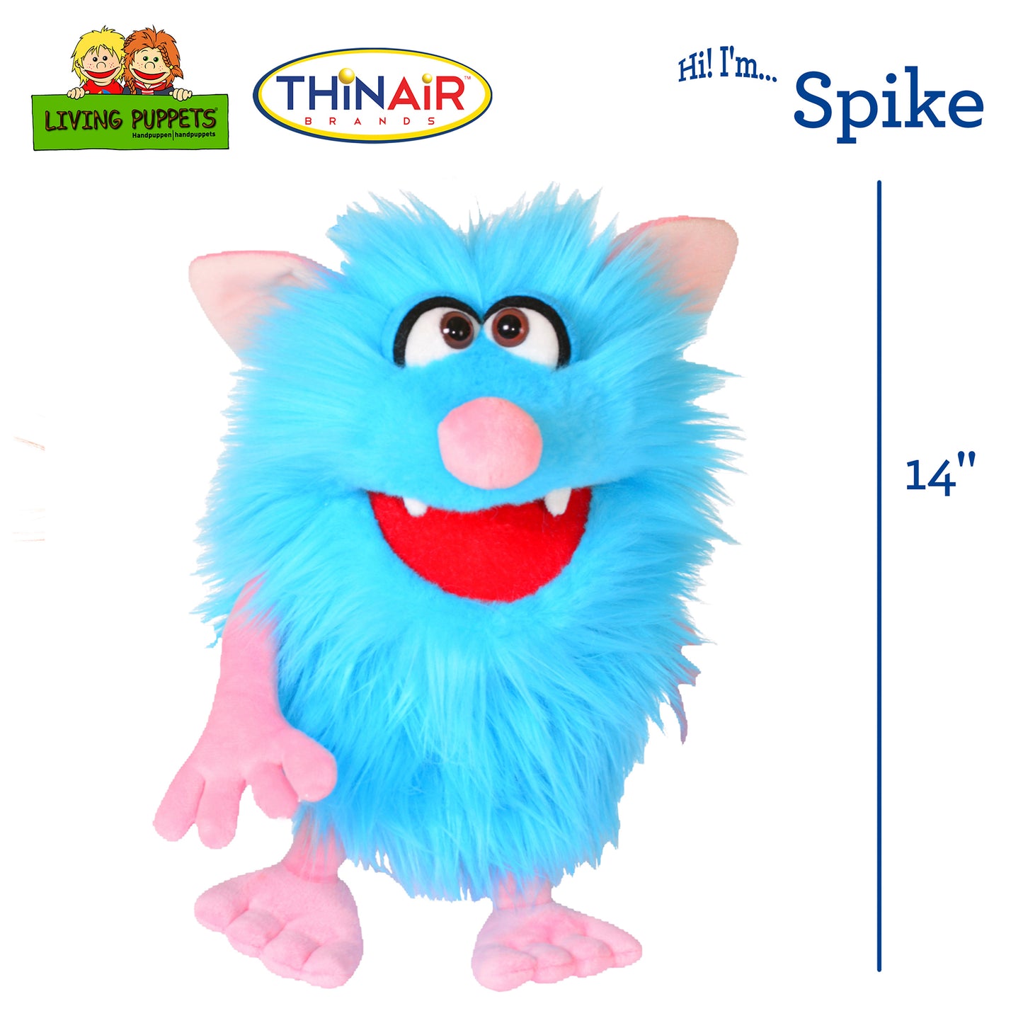 Living Puppets Hand-Made Spike the Blue Monster - 14" Plush Puppet