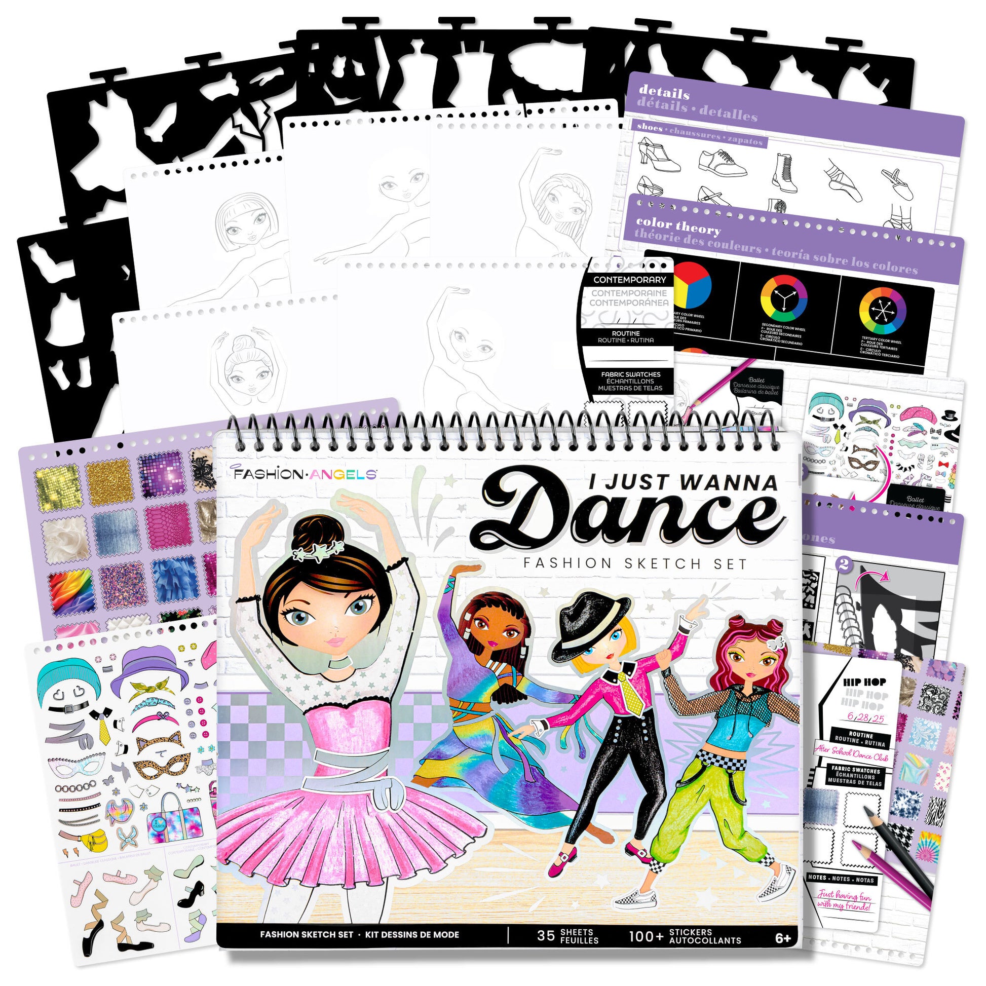 Fashion Angels I Just Wanna Dance Sketch Set with colorful stickers and design sheets