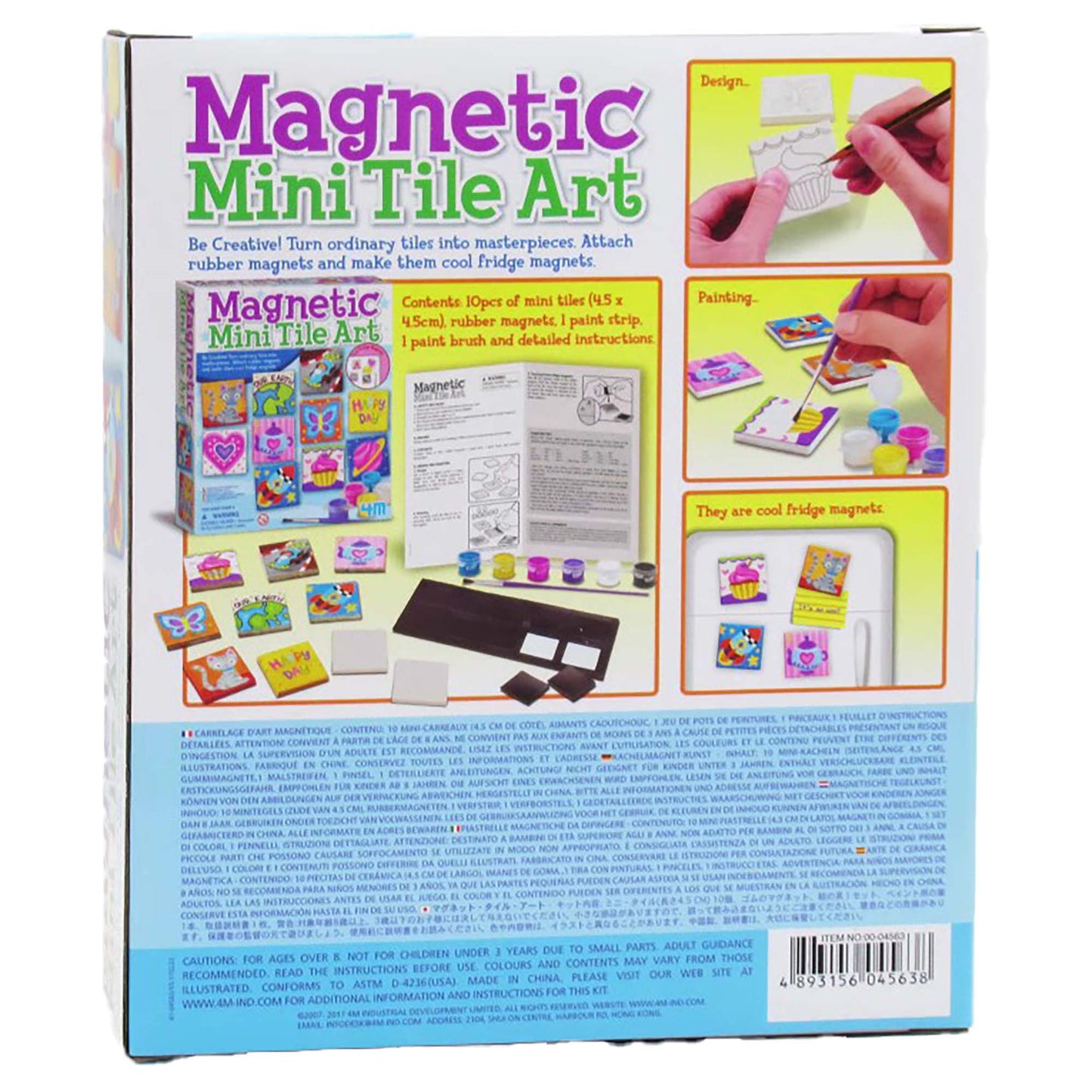Magnetic Mini Tile Art craft kit with colorful painted tiles, magnets, and brush