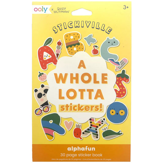 Stickiville A Whole Lotta Stickers Alpha-Fun 30-page sticker book with colorful food and animal designs