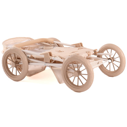 Roma Teddy My First Doll Pram in beige with spoked wheels