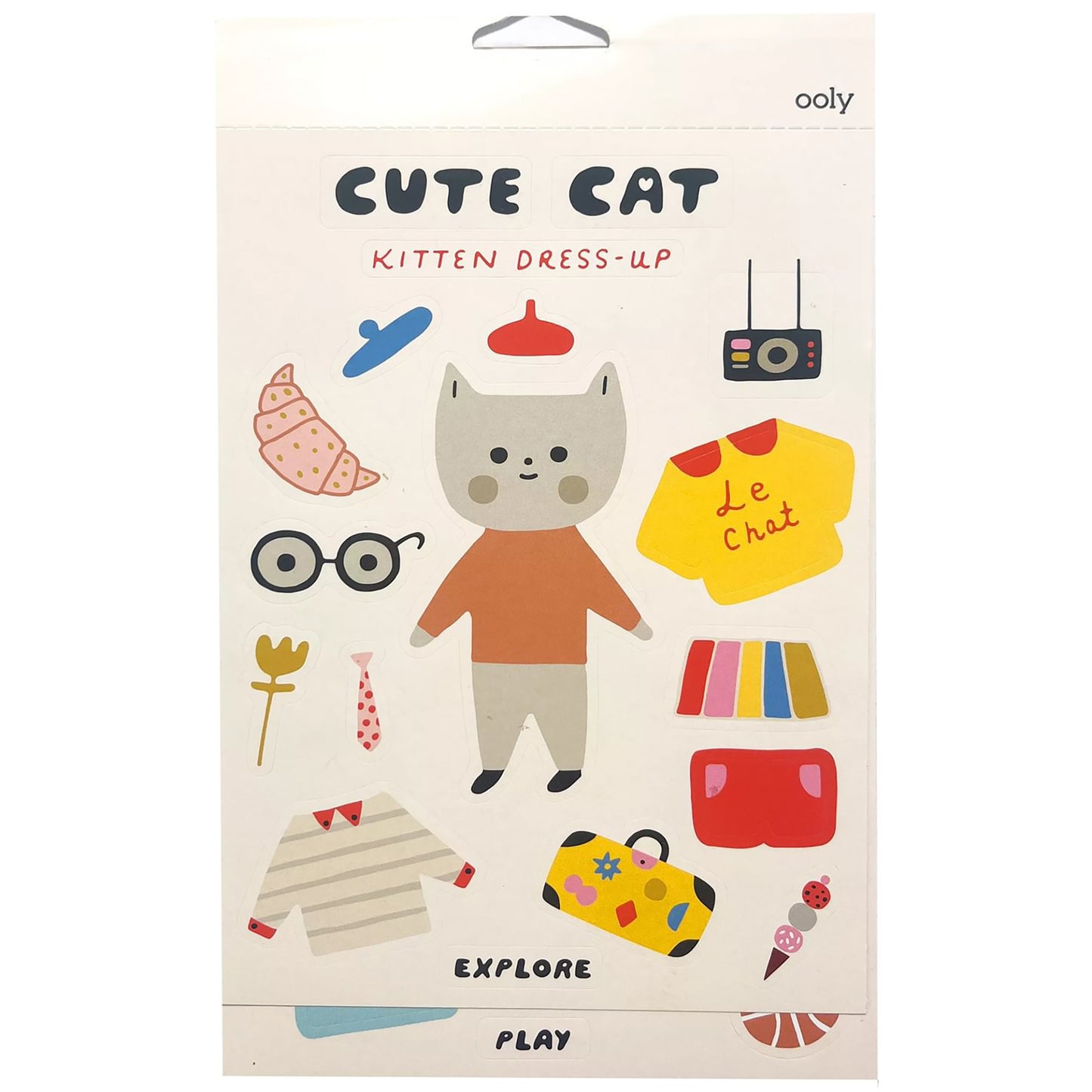 Stickiville Dress Up Cats sticker sheet with cute cat character and colorful outfit accessories