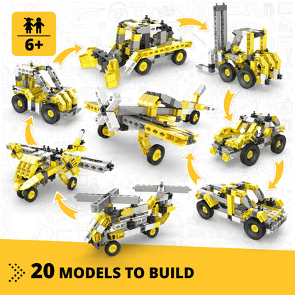 Engino Creative Builder 20-In-1 Multimodel Series, STEM Toy Vehicles Brick Set for Kids 6+