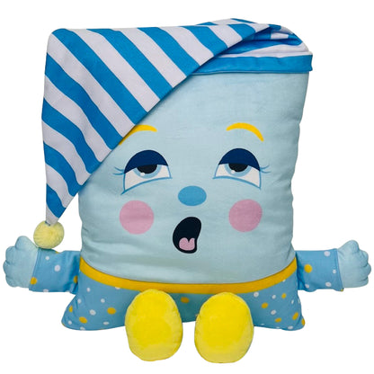 Pillow People PJ Sandman 2-in-1 plush toy and pillow with blue striped nightcap
