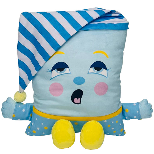 Pillow People PJ Sandman 2-in-1 plush toy and pillow with blue striped nightcap