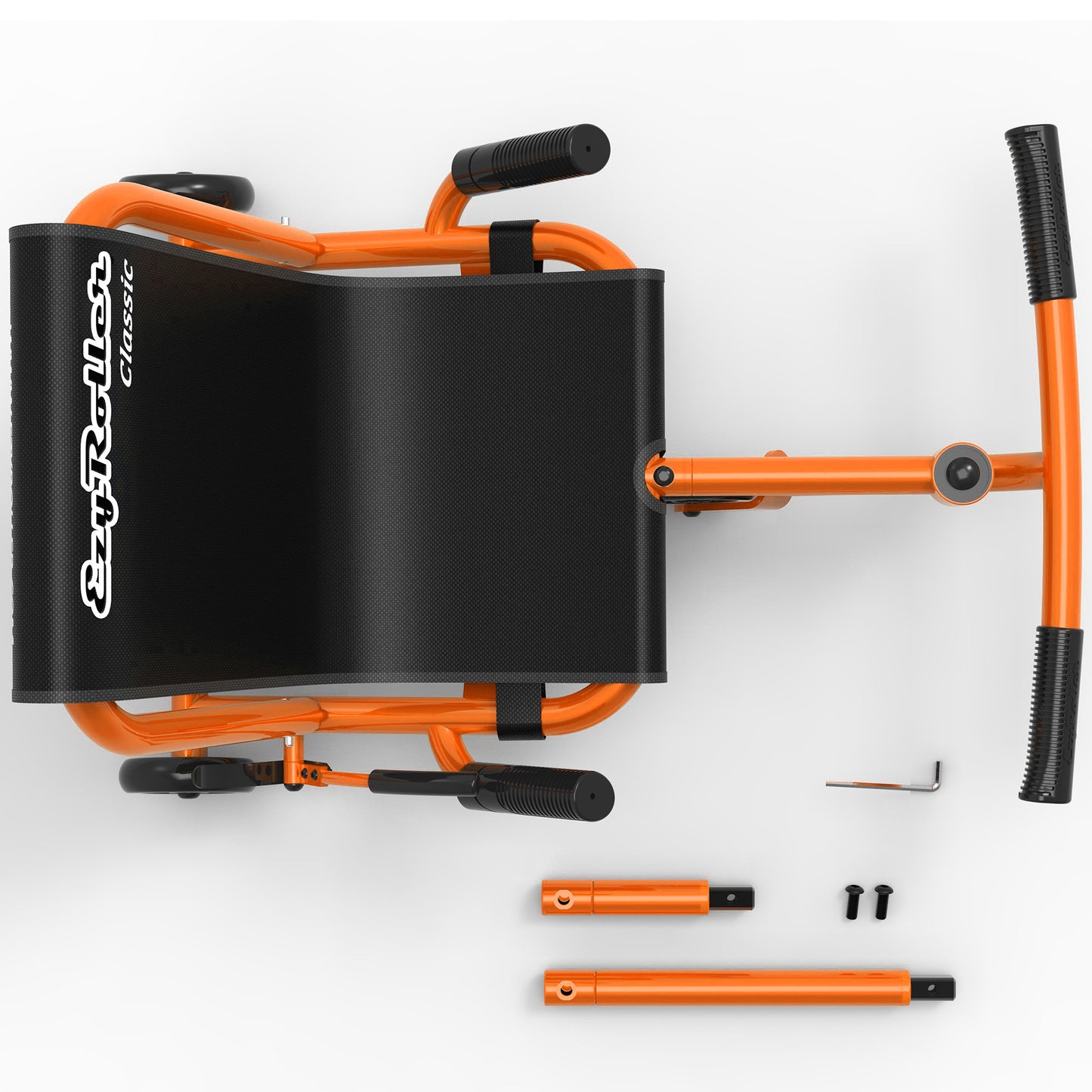 EzyRoller Classic GoMango Orange ride-on toy with orange frame and black seat